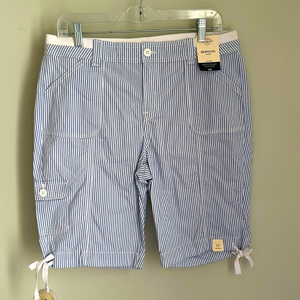 St. John's Bay Blue and White Bermuda Shorts